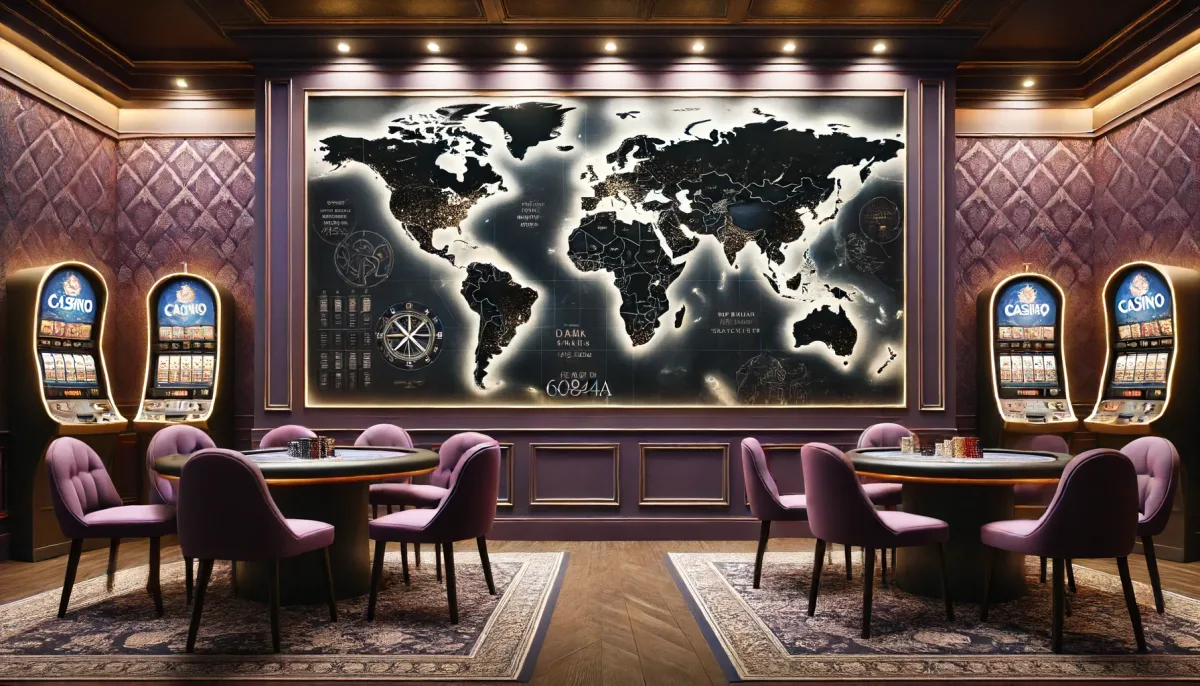 world map on the casino wall